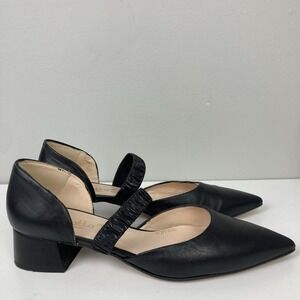 Renatta Jop Spain Black Leather D'Orsay Pumps‎ Pointed Toe Low Block Heel EU 42
